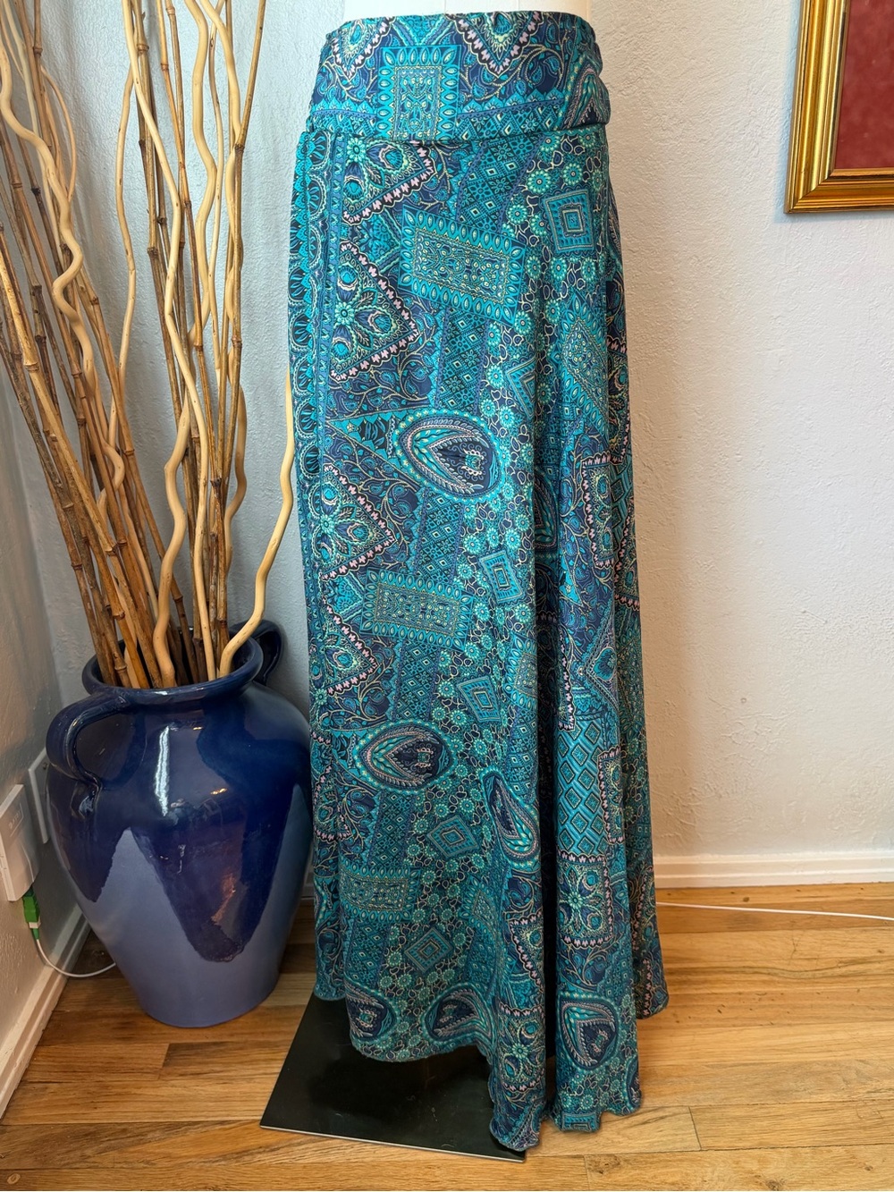 NWOT Rhea Boho Teal Paisley Maxi Skirt - Women One Size